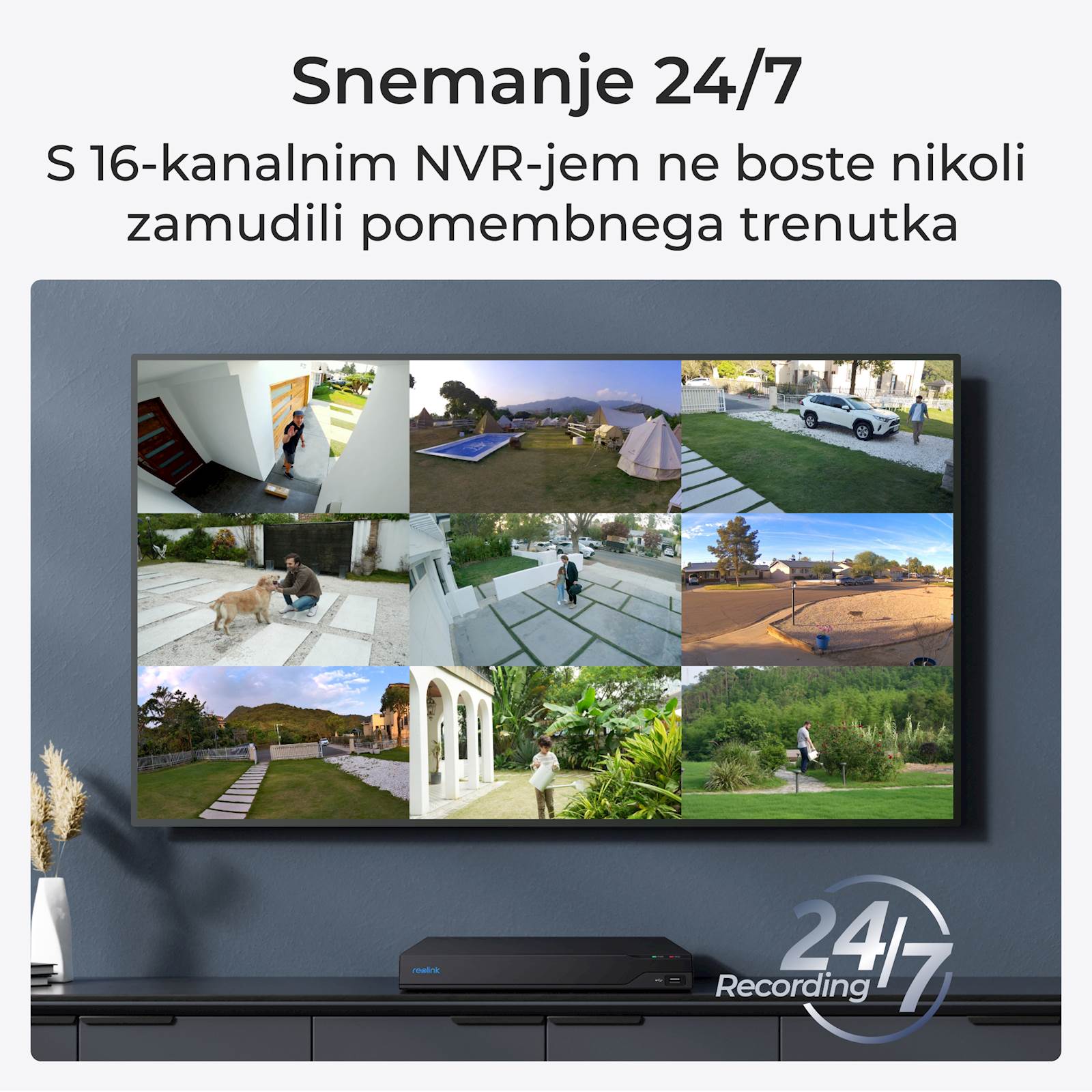 Reolink NVR snimač+ 8x kamera NVS16-12MD8 4K, 12MP, 16 kanalni NVR, 4TB HDD, 8x kamera