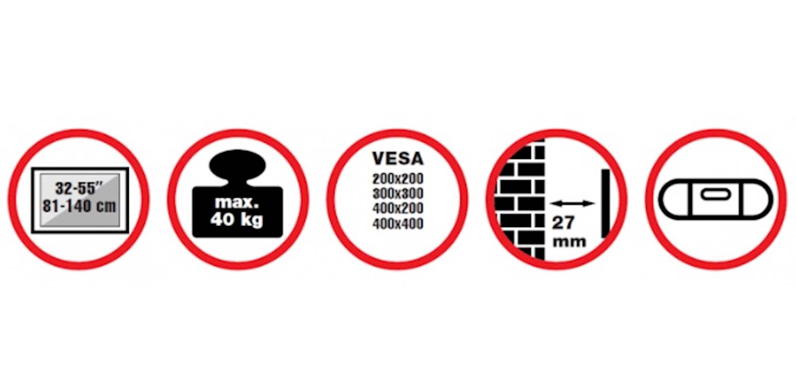 Nosač REFLECTA za TV Slim 55-4040; 32-55", 27mm distance to wall, max load 40kg, water level