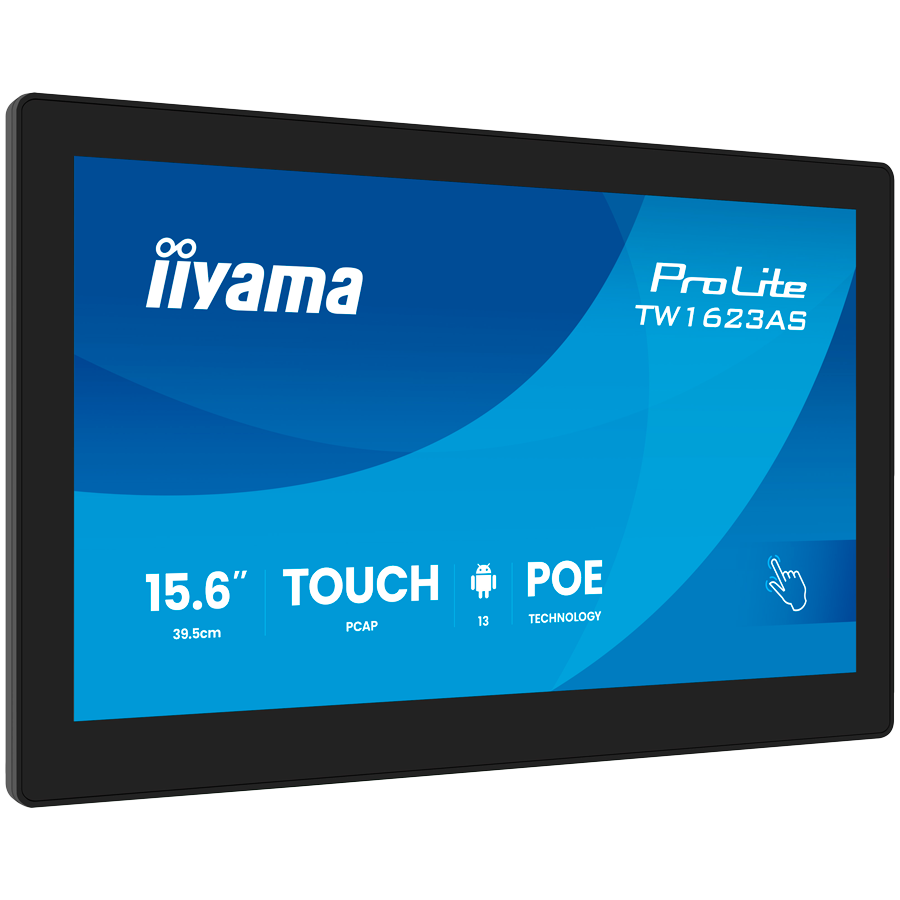 IIYAMA Touch Monitor TW1623AS-B3P 15.6" PCAP 10pt touchscreen PC with Android, PoE Technology and iiSignage