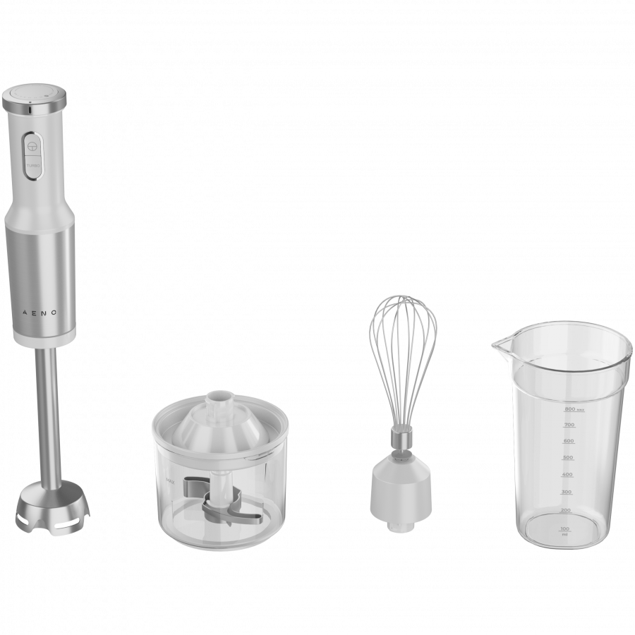 Hand Blender, 1200W in CB, White, Tiger Teeth Cutter, Whisk, Food Processor, Cup