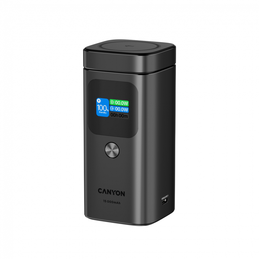 CANYON Qi2 magnetic power bank OnPower 150 15000mAh Aluminium Dark grey