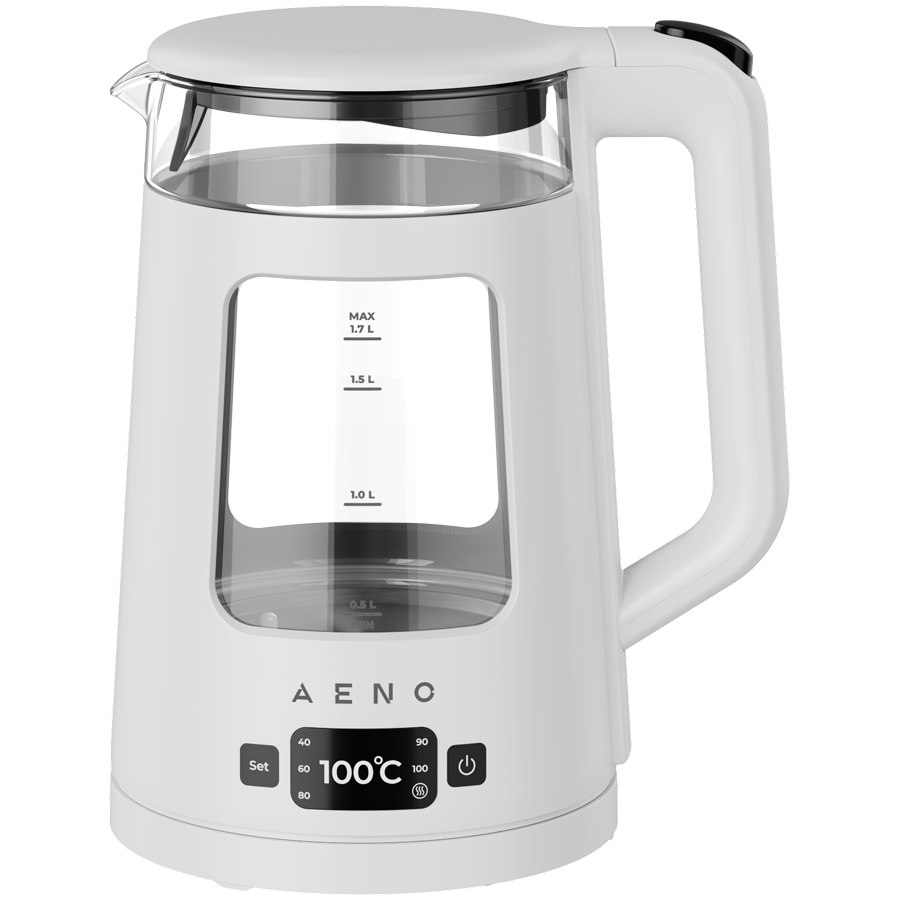 AENO Electric Kettle EK6: 1850-2200W, 2L, Strix, Square-shaped body, Transparent lid, High Resistant Glass, LED-Illumination, Auto Power Off, Dry tank Protection