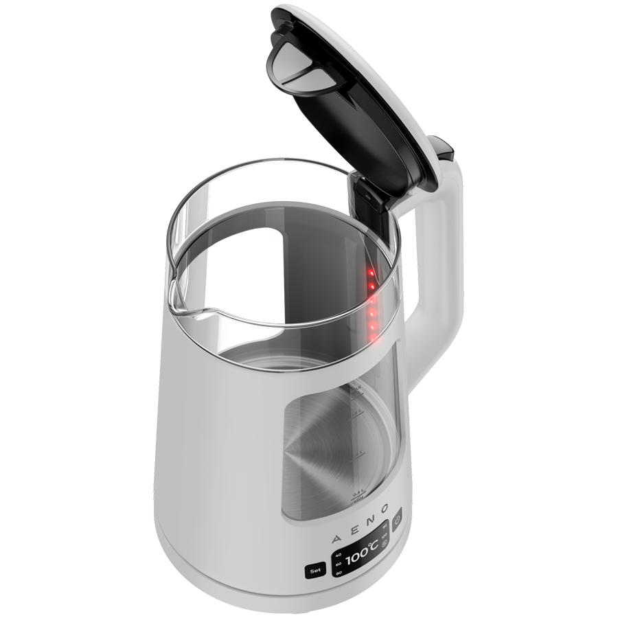 AENO Electric Kettle EK6: 1850-2200W, 2L, Strix, Square-shaped body, Transparent lid, High Resistant Glass, LED-Illumination, Auto Power Off, Dry tank Protection