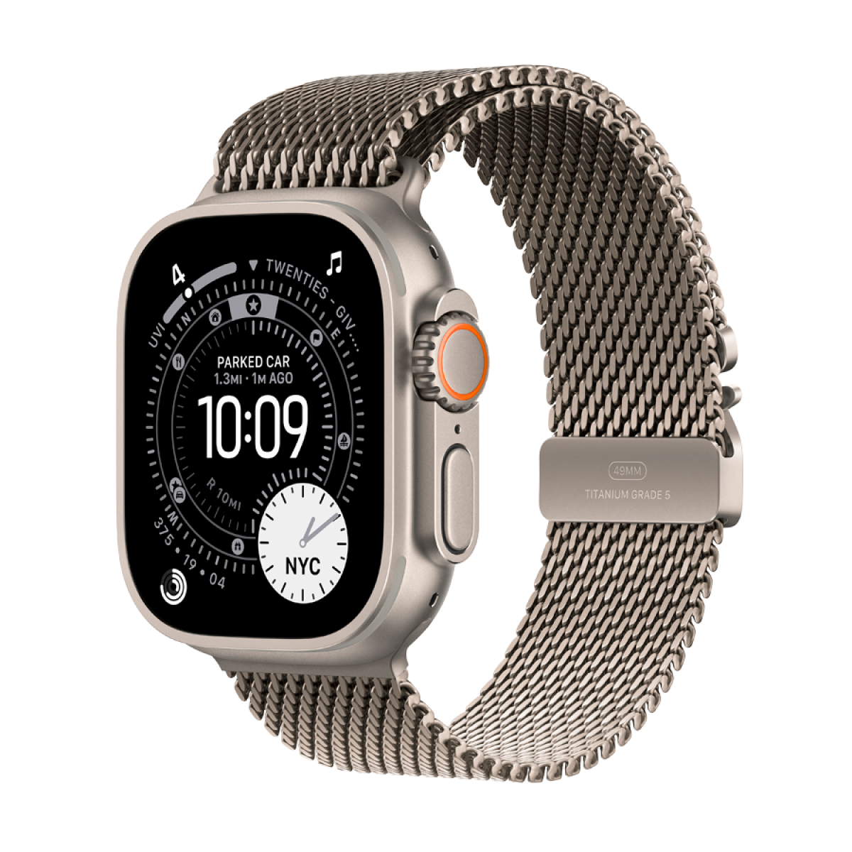 Apple Watch Ultra 3 Cellular 49mm Natural Titanium Case with Natural Titanium Milanese Loop - Large