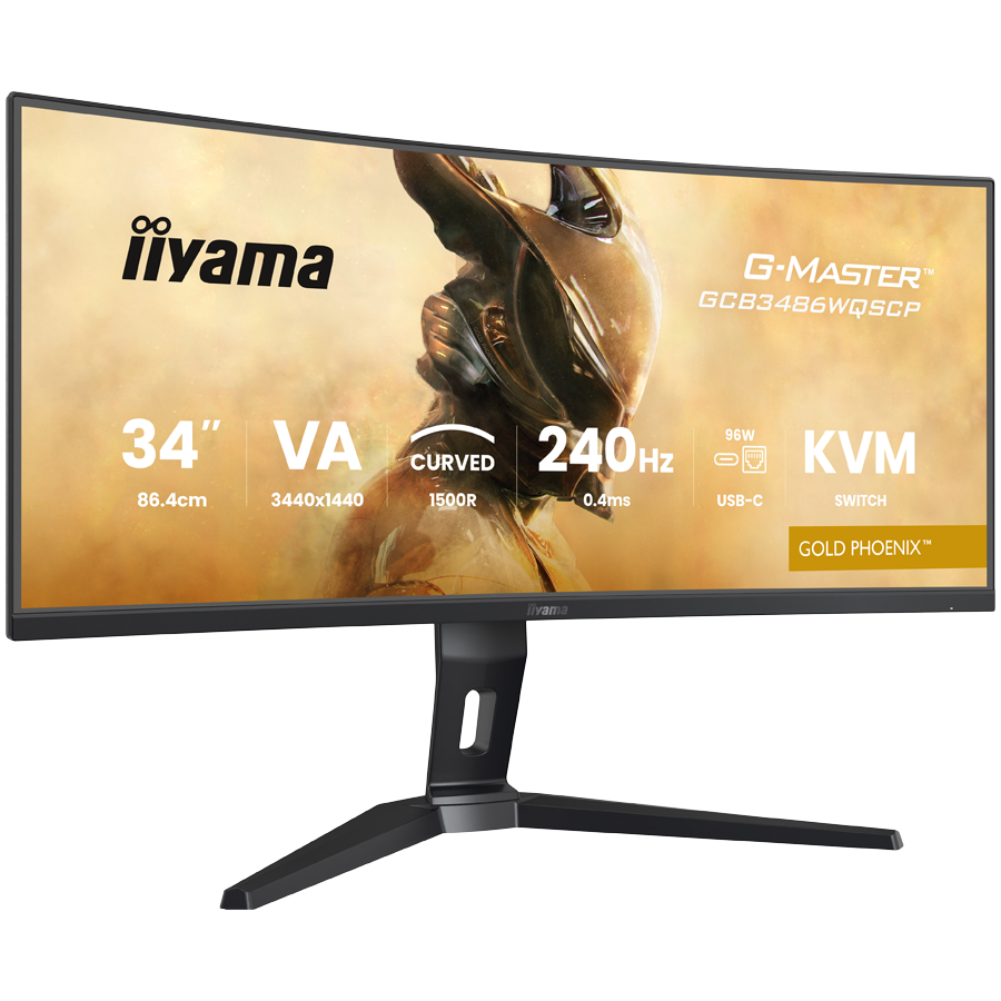 34" UW VA-panel, Curved Gaming 1500R,G-Master Gold Phoenix, 3440x1440-240Hz (21:9),0,4ms (MPRT),500cdm HDR400,FreeSync Premium,Speakers,2xHDMI (2.1) VRR/ALLM,2xDisplayPort, USB-C DOCK (LAN/KVM/95W PD),USB 2x3,2+1xC, PIP/PBP,13cm Height Adj. Stand