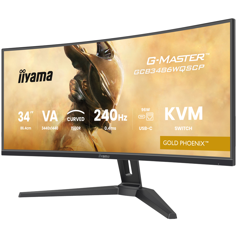 34" UW VA-panel, Curved Gaming 1500R,G-Master Gold Phoenix, 3440x1440-240Hz (21:9),0,4ms (MPRT),500cdm HDR400,FreeSync Premium,Speakers,2xHDMI (2.1) VRR/ALLM,2xDisplayPort, USB-C DOCK (LAN/KVM/95W PD),USB 2x3,2+1xC, PIP/PBP,13cm Height Adj. Stand