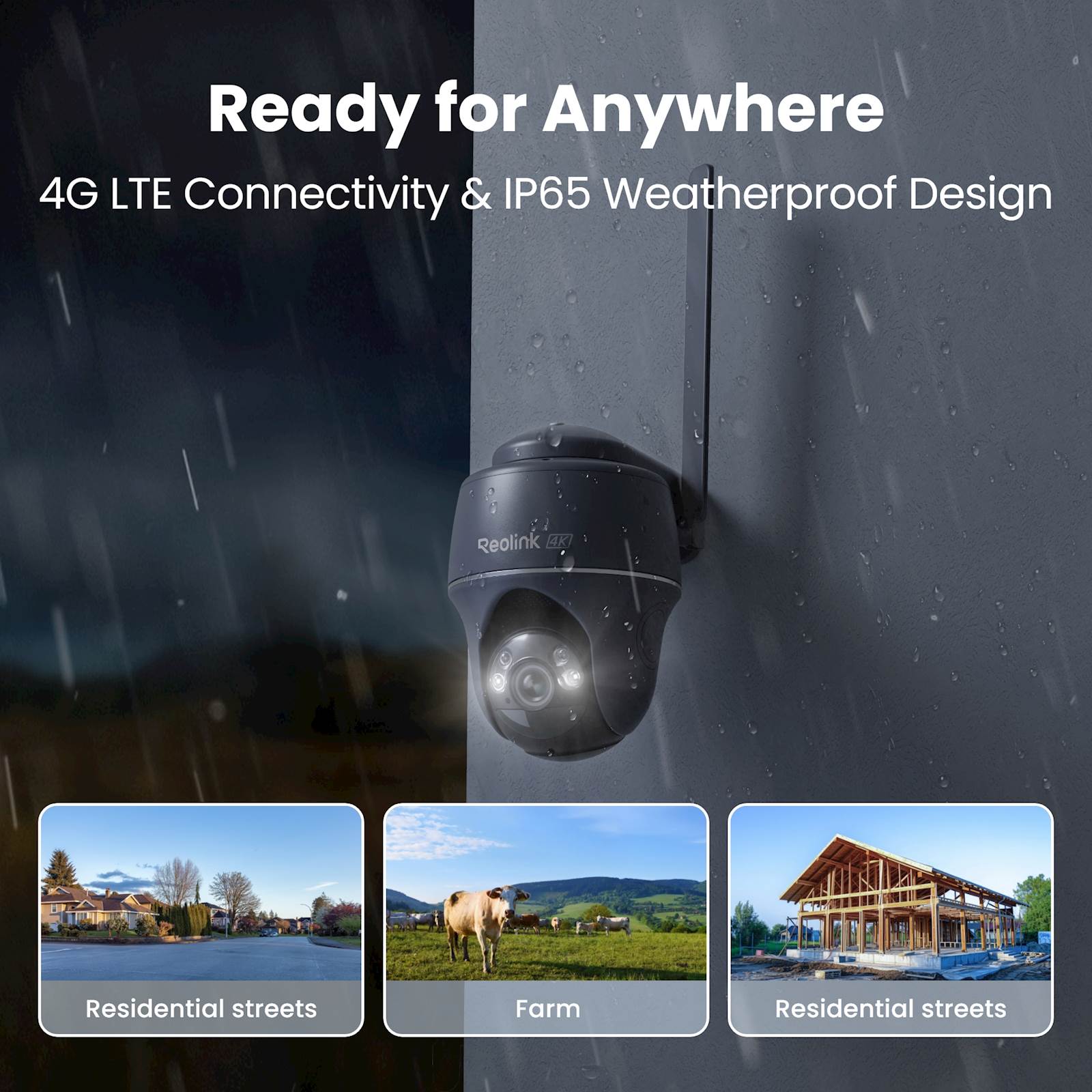 Reolink IP Kamera GO serija G440 Grey 4K, Baterijska, 4G LTE, Pan&Tilt, Priložen Solarni panel 2 6W