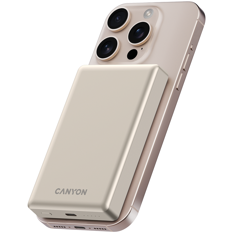 CANYON power bank OnPower 510 slim Magnetic 10000 mAh PD20W Bež