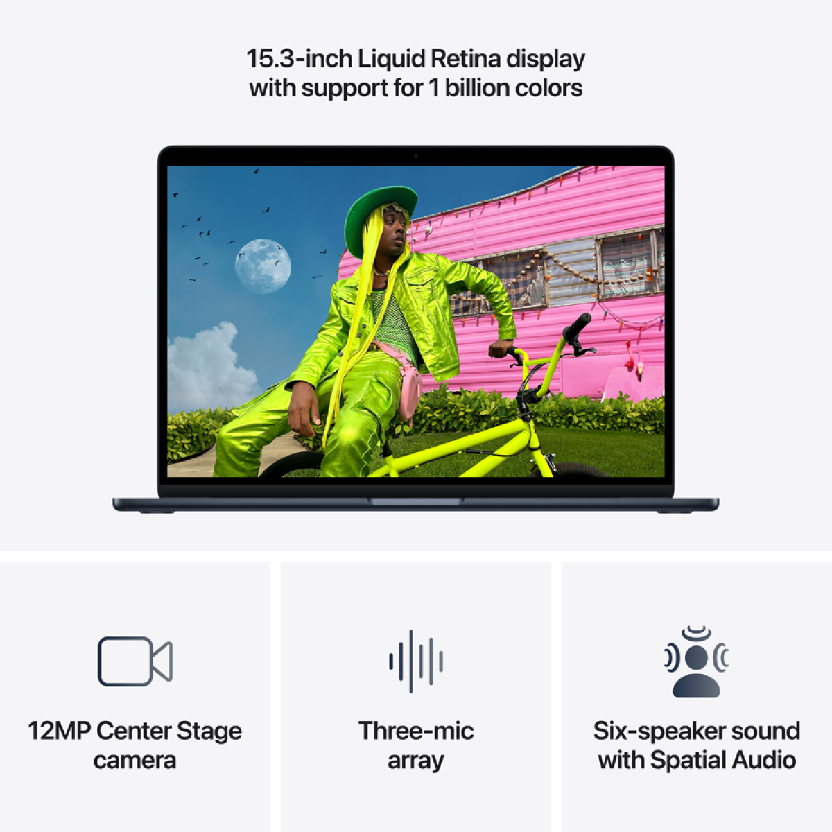 MacBook Air 15-inch,Midnight, Model A3448,M5 CHIP WITH 10C CPU, 10C GPU,16GB unified memory,35W Dual USB-C Power Adapter,512GB SSD storage, Two Thunderbolt 4 Ports,Touch ID,Liquid Retina display,Force Touch Trackpad, KEYBOARD-INT