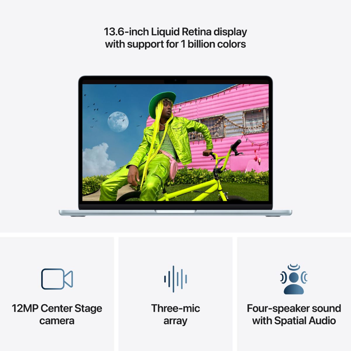 MacBook Air 13-inch,Sky Blue,Model A3449,M5 CHIP WITH 10C CPU, 8C GPU,16GB unified memory,30W USB-C Power Adapter,512GB SSD storage,Two Thunderbolt 4 Ports,Touch ID,Liquid Retina display,Force Touch Trackpad, KEYBOARD-INT