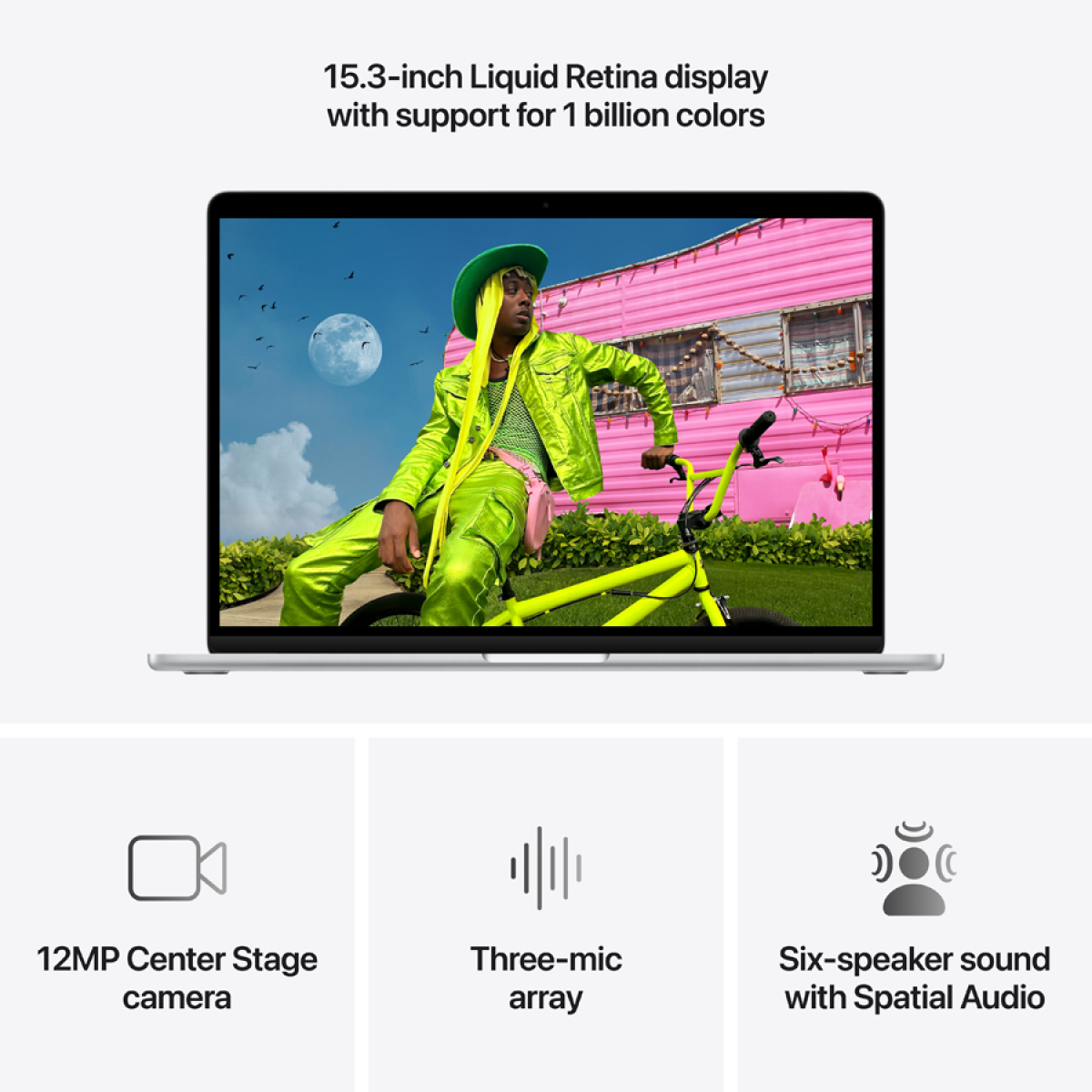 MacBook Air 15-inch,Silver,Model A3448,M5 CHIP WITH 10C CPU, 10C GPU,16GB unified memory,35W Dual USB-C Power Adapter,512GB SSD storage,Two Thunderbolt 4 Ports,Touch ID,Liquid Retina display,Force Touch Trackpad, KEYBOARD-INT