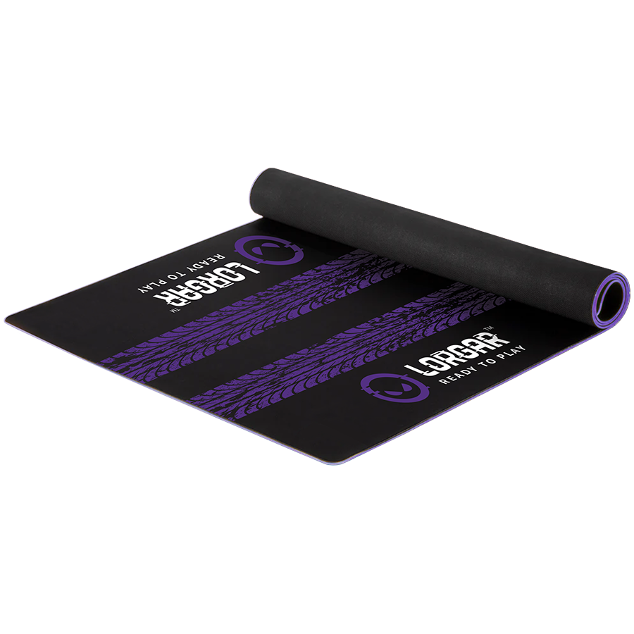 LORGAR RX1FM, Sim Racing Floor Mat Advanced, Stitched edge, 1,700X700X3 mm, Black/purple