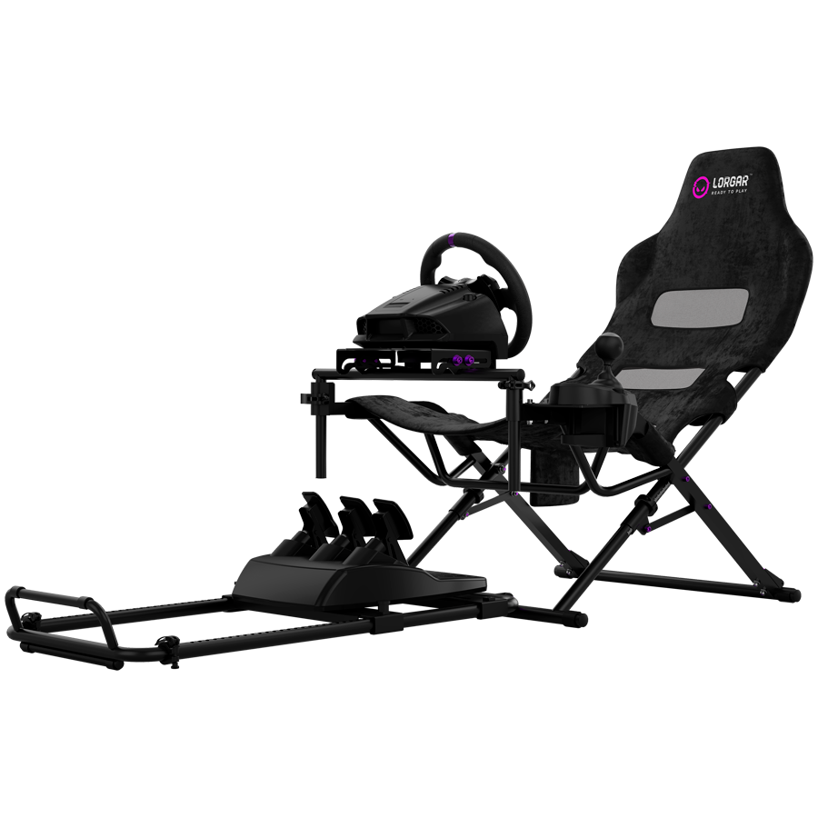 LORGAR FLEX RAF1, Sim Racing Cockpit Advanced, Foldable, 150x72x113 cm-playing, 38x72x126cm-folded, Black