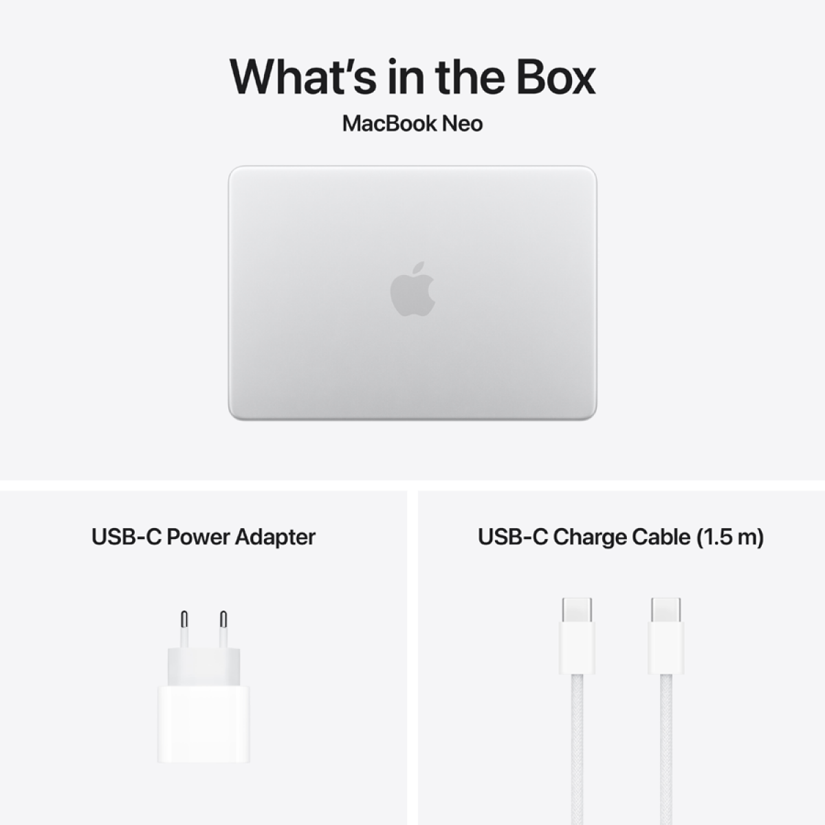 MacBook Neo 13-inch, Silver, Model A3404,A18 PRO CHIP, 6C CPU, 5C GPU,8GB unified memory, 20W ADAPTER, 256GB SSD storage,KEYBOARD US English