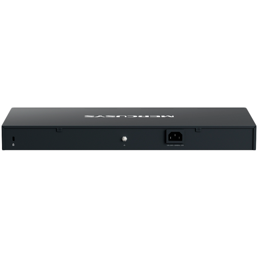 Mercusys MS128GP 28-Port Gigabit Rackmount Switch with 24-Port PoE+, 24x Gigabit PoE+ Ports, 2x Gigabit Non-PoE Ports, and 2x Gigabit SFP Slots, 295 W PoE Power, Rackmountable Steel Case, Extend Mode for 250m PoE Transmitting, Isolation Mode