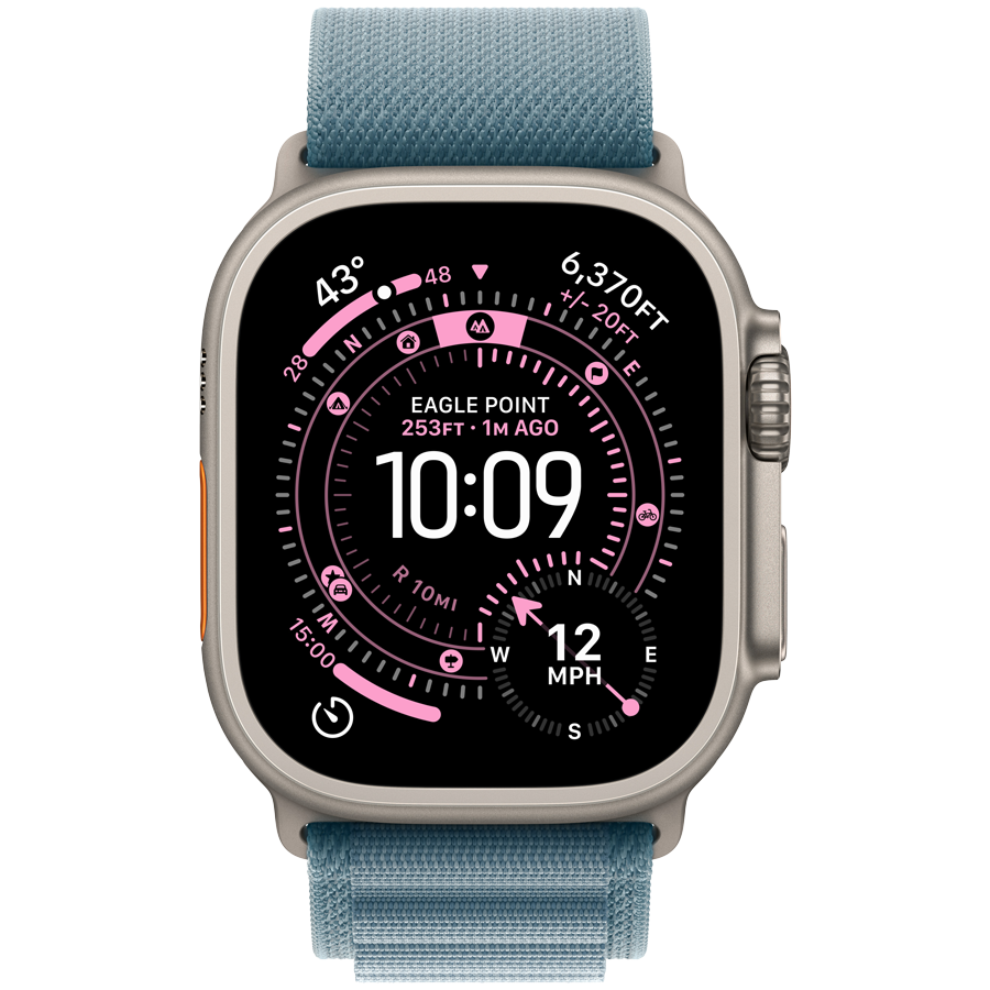 Apple Watch Ultra 3 Cellular 49mm Natural Titanium Case with Light Blue Alpine Loop - Large