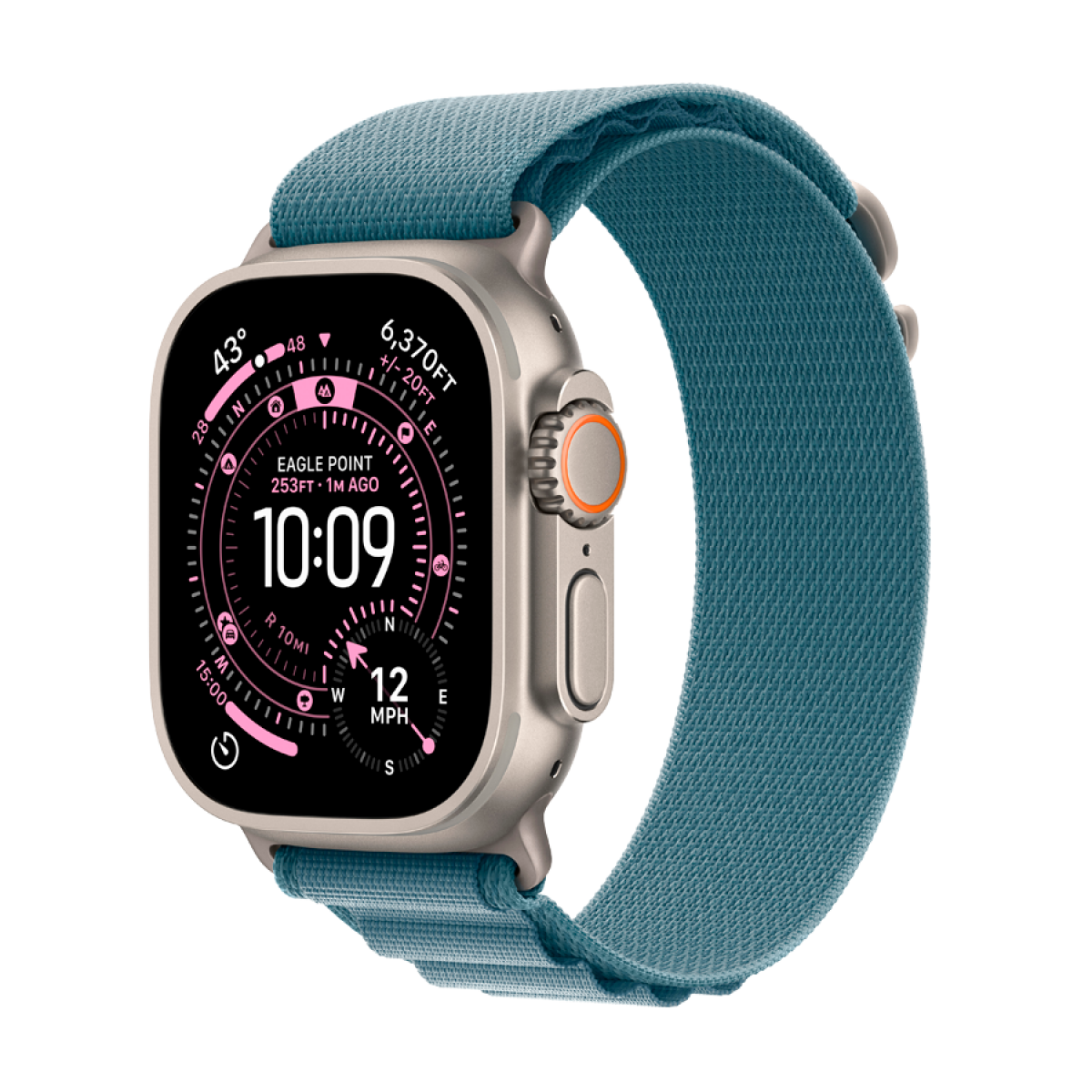 Apple Watch Ultra 3 Cellular 49mm Natural Titanium Case with Light Blue Alpine Loop - Large
