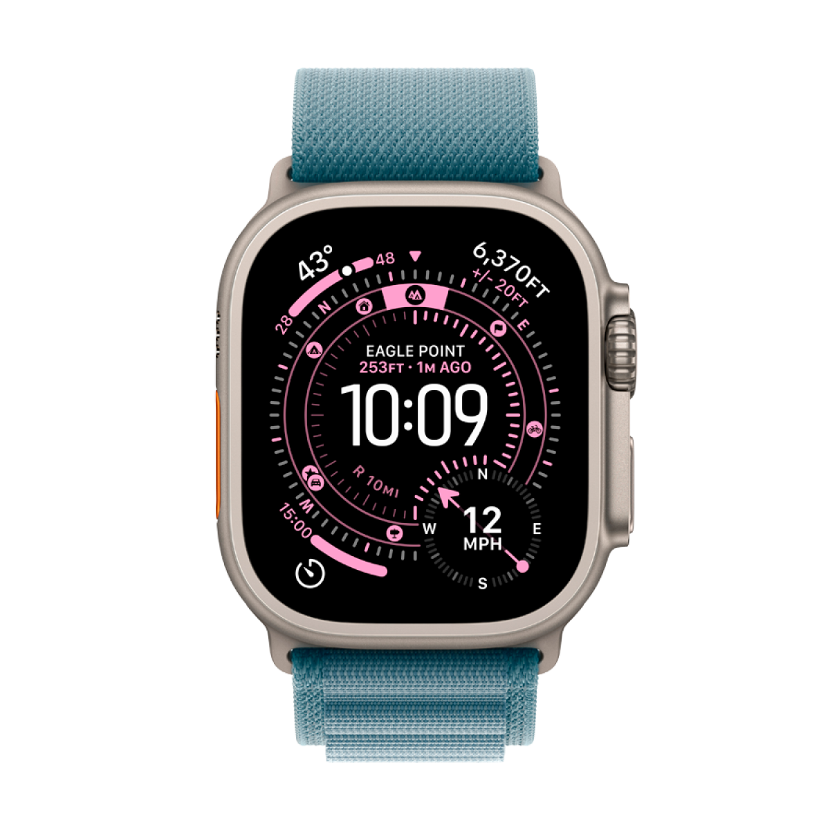 Apple Watch Ultra 3 Cellular 49mm Natural Titanium Case with Light Blue Alpine Loop - Large