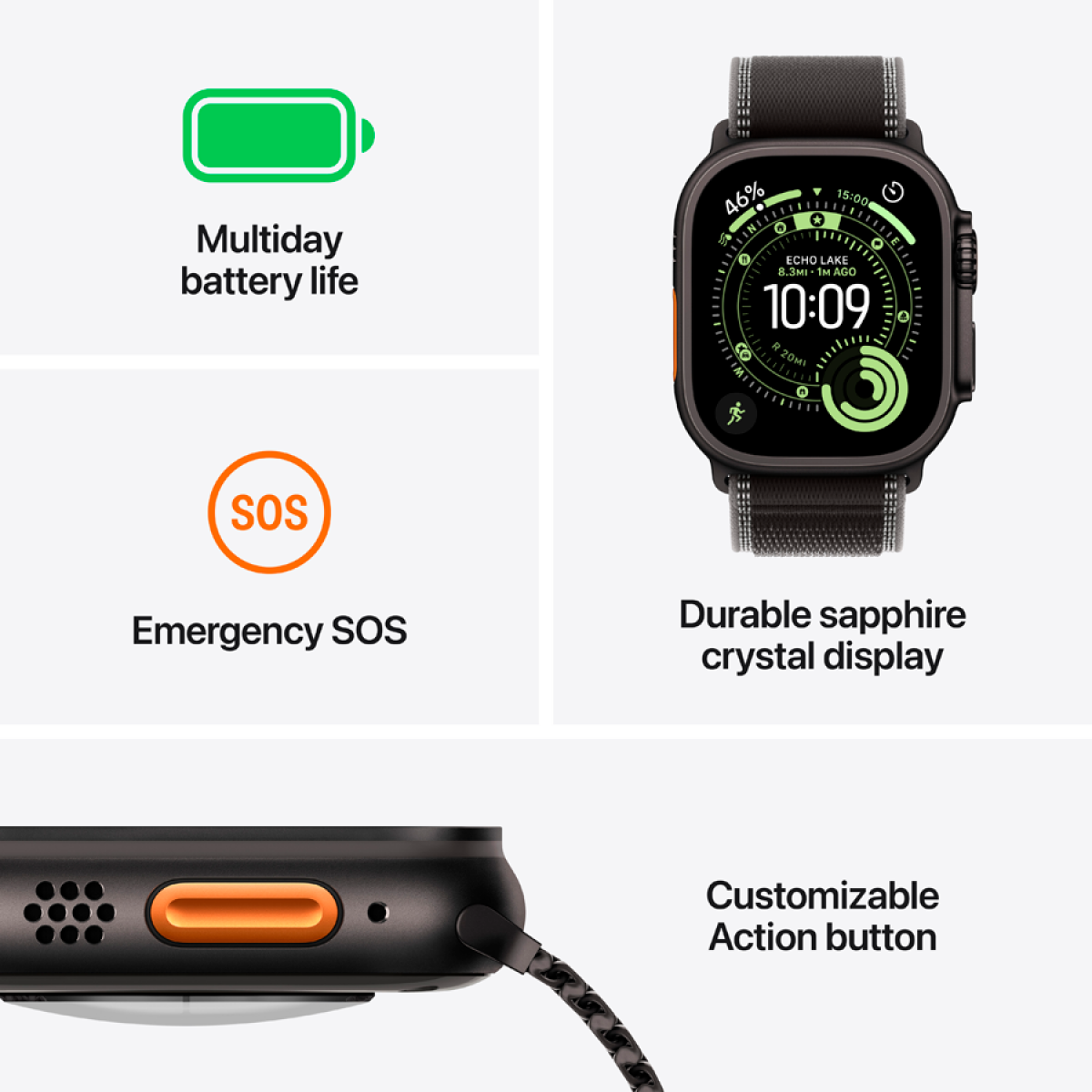 Apple Watch Ultra 3 Cellular 49mm Natural Titanium Case with Light Blue Alpine Loop - Large