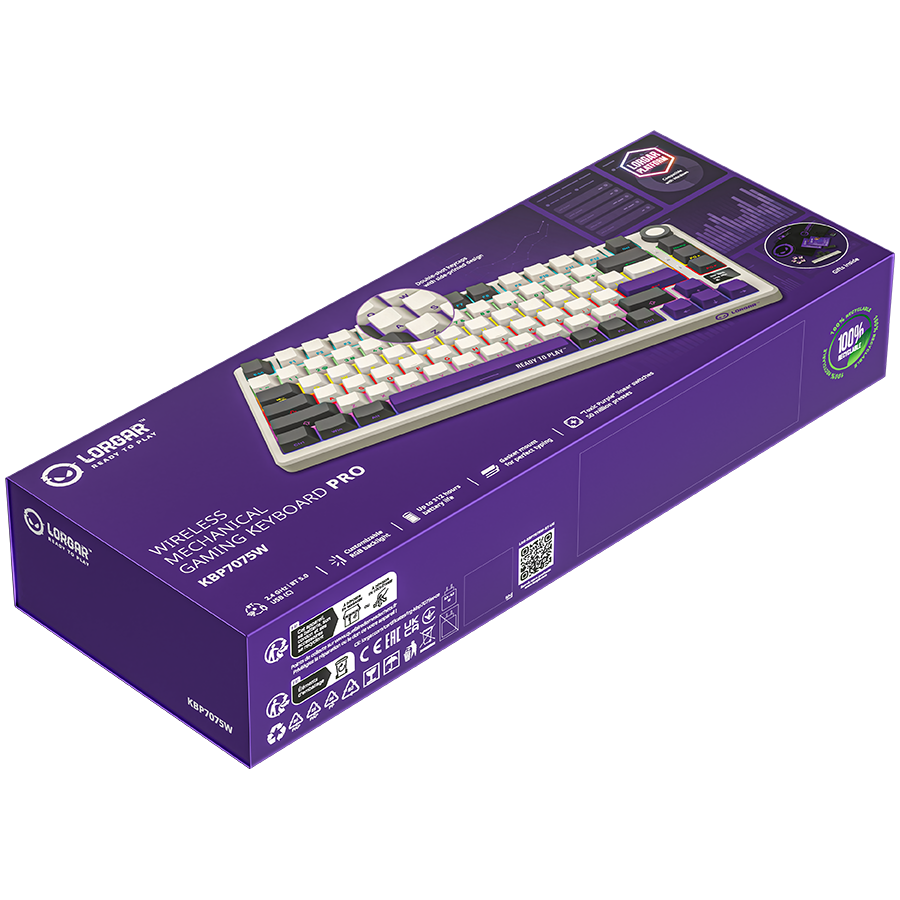 LORGAR KBP7075W, Wireless 75% Mechanical Gaming Keyboard Pro, Beige, CZ/SK layout