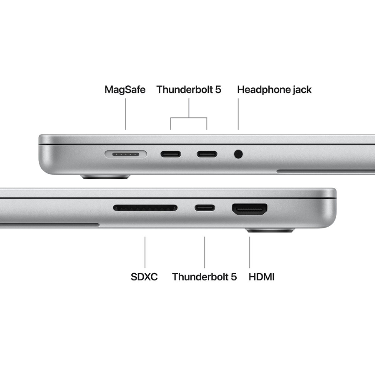 MacBook Pro 16-inch, Silver, Model A3429,APPLE M5 MAX, 18C CPU, 40C GPU,64GB unified memory,140W USB-C Power Adapter,2TB SSD storage,3x TB5, HDMI, SDXC, MagSafe 3,Touch ID,XDR display,Standard display,Force Touch Trackpad, KEYBOARD-INT