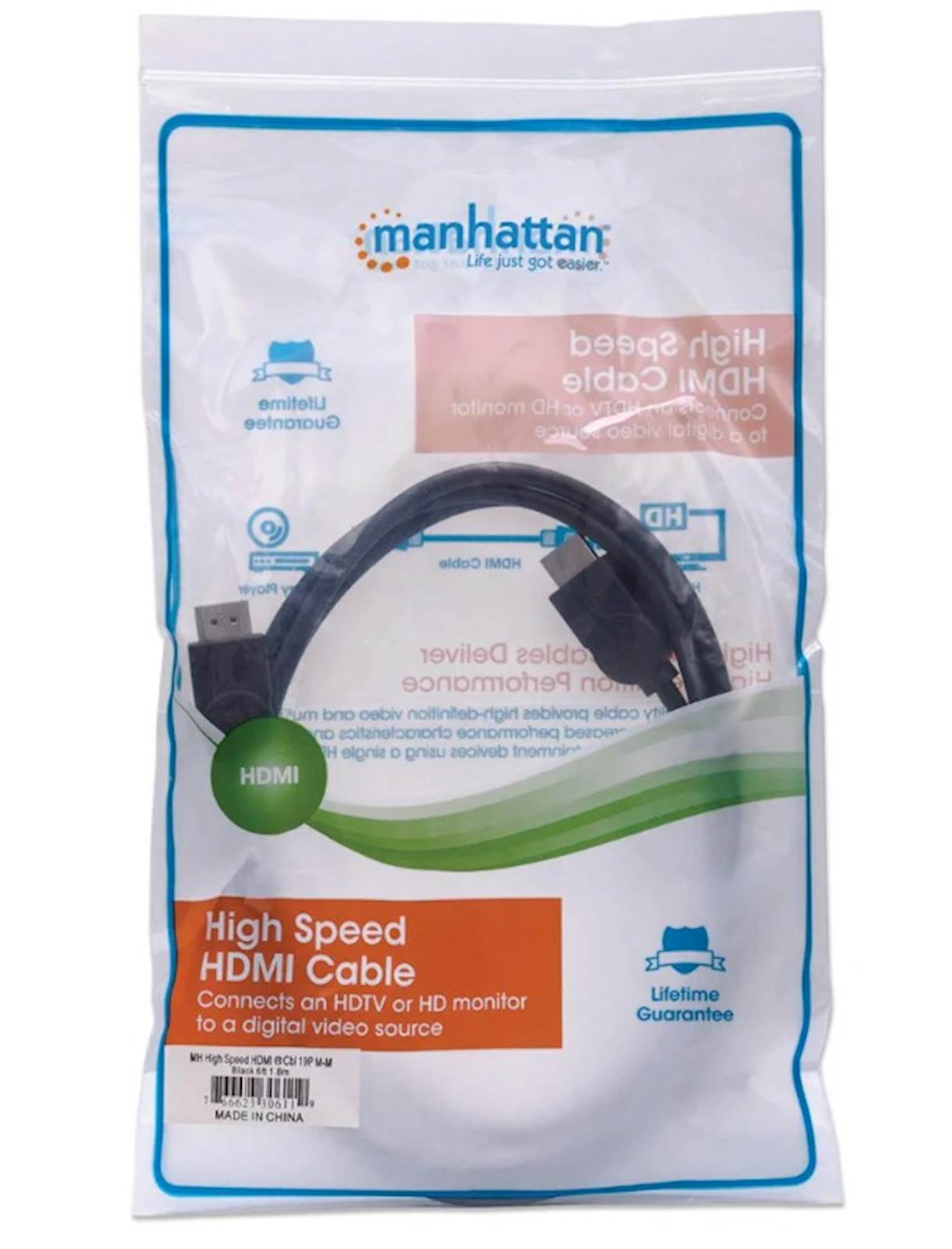 Kabl HDMI MANHATTAN Male to Male 4K 3D 1,8m