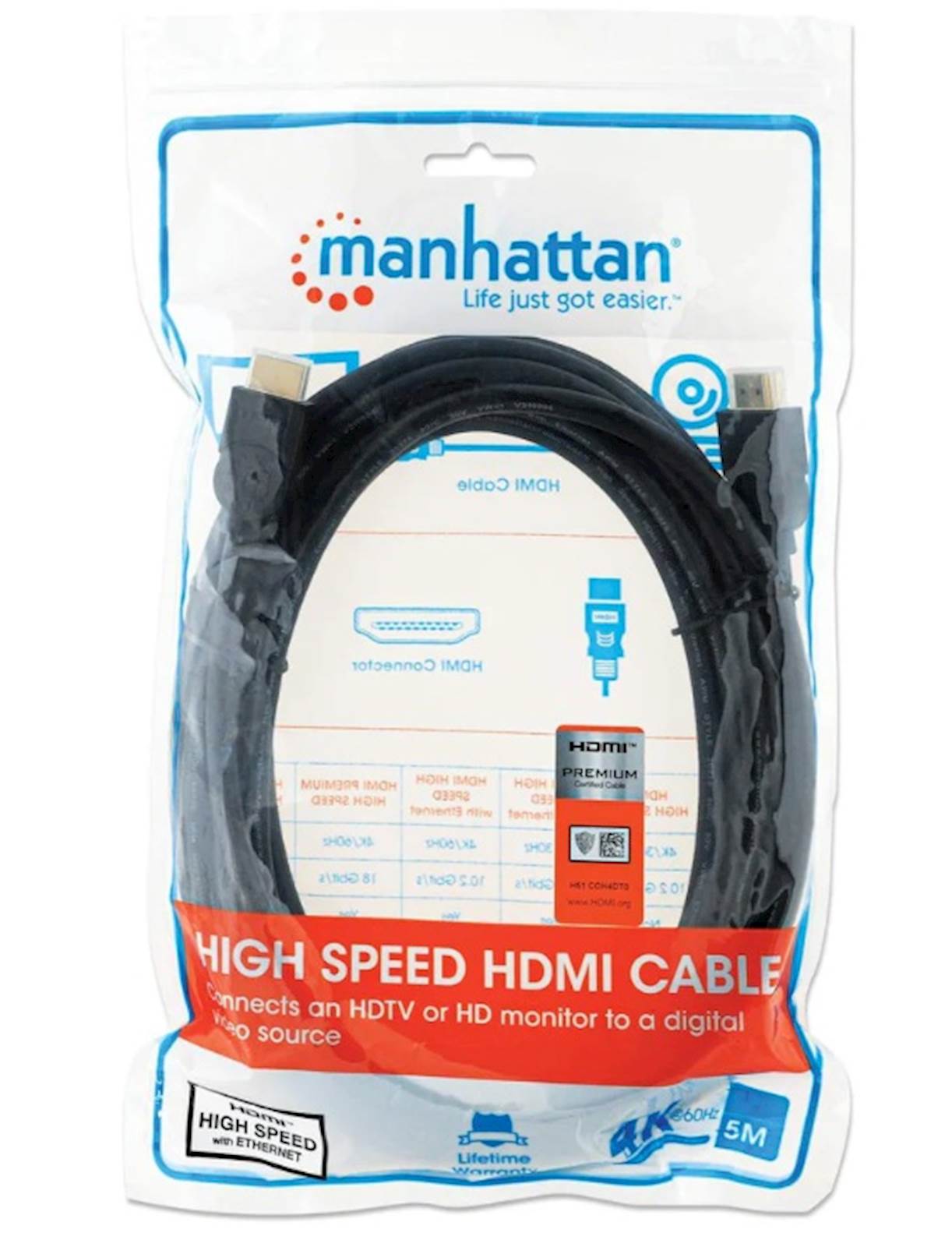 Kabl HDMI MANHATTAN Male to Male 4K 3D 5m