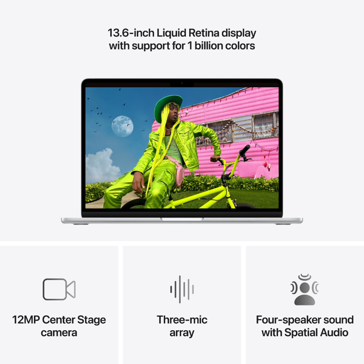 MacBook Air 13-inch,Silver,Model A3449,M5 CHIP WITH 10C CPU, 10C GPU,16GB unified memory,30W USB-C Power Adapter,512GB SSD storage,Two Thunderbolt 4 Ports,Touch ID, Liquid Retina display,Force Touch Trackpad, KEYBOARD-INT