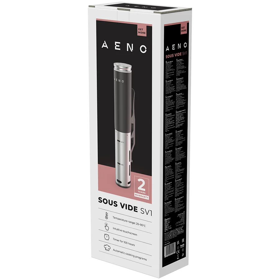 AENO Sous Vide SV1: 1200W, 4 Automatic programs, Temperature adjustment, Timer,  Touch screen, LCD-display, IPX7 Water Proof