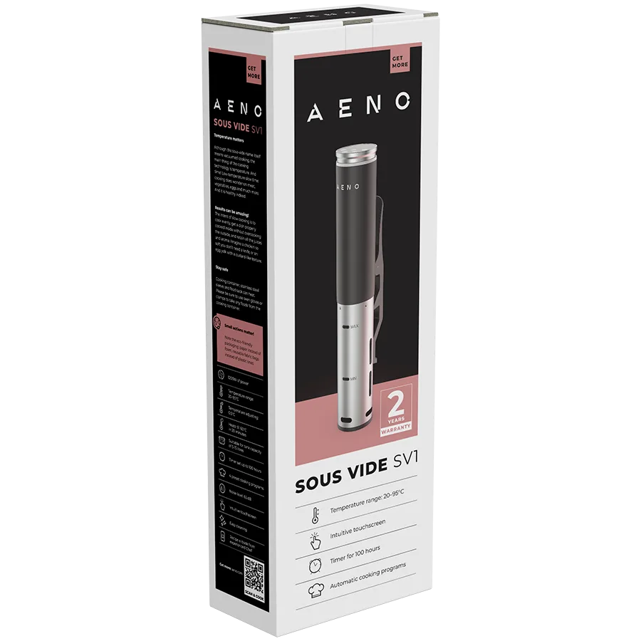 AENO Sous Vide SV1: 1200W, 4 Automatic programs, Temperature adjustment, Timer,  Touch screen, LCD-display, IPX7 Water Proof