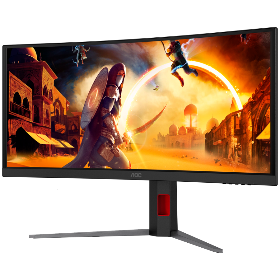 AOC Monitor Gaming CU34G4CA Curved 34", UWQHD (3440x1440), Fast VA, 1500R, 180Hz, 1ms (GtG), 450cd/m2, 3000:1, Adaptive Sync, HDR400, USB hub, 1x USB-C (DP Alt mode, PD 90W), 2x HDMI 2.0, 1x DP 1.4, KVM, HAS