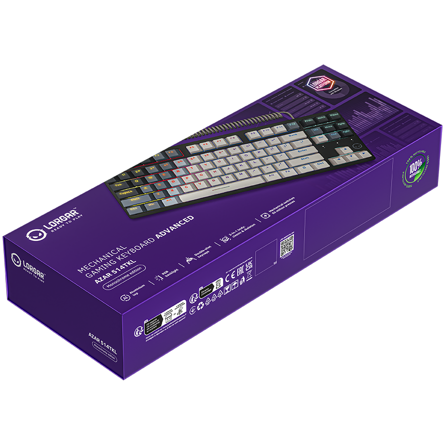 LORGAR Gaming Keyboard Azar 514TKL Wired White EN