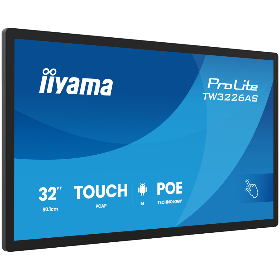 Iiyama PROLITE TW3226AS-B3P Android PC  PCRK3576 RAM 4 GB SSD 32GB Mali-G52 Gigabit ETH IEEE 802.11ax WI-Fi 6 BT Android 14 FHD TOUCH BLACK