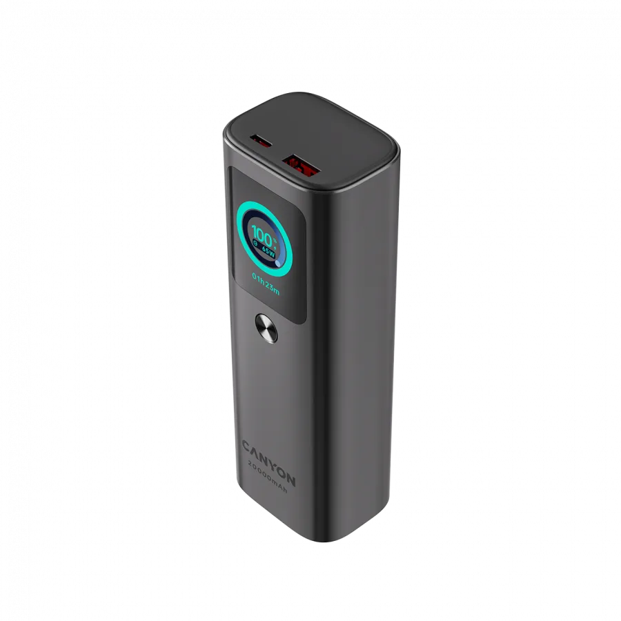 CANYON Built-in cable power bank OnPower 265 20000mAh 165W   Aluminium Dark grey