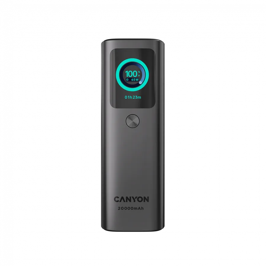 CANYON Built-in cable power bank OnPower 265 20000mAh 165W   Aluminium Dark grey